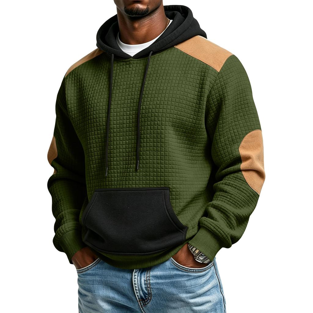 Men's Knit Color Block Hoodie for Winter Casual Wear