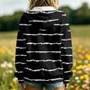 Women's Casual Striped Print Long Sleeve Hooded Jacket with and Pockets