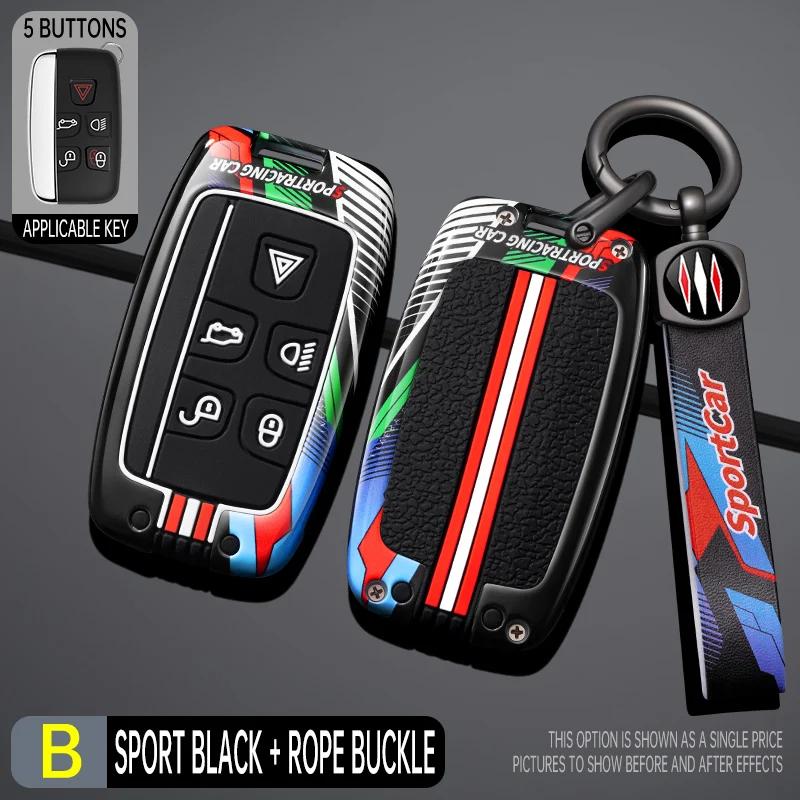 Metall-Autoschlüsselhülle Fob-Abdeckung im Rennstil für Land Rover Evoque Discovery 4 Evoque Für Jaguar F-Pace F-Type Xe Xf Xj Freelander black