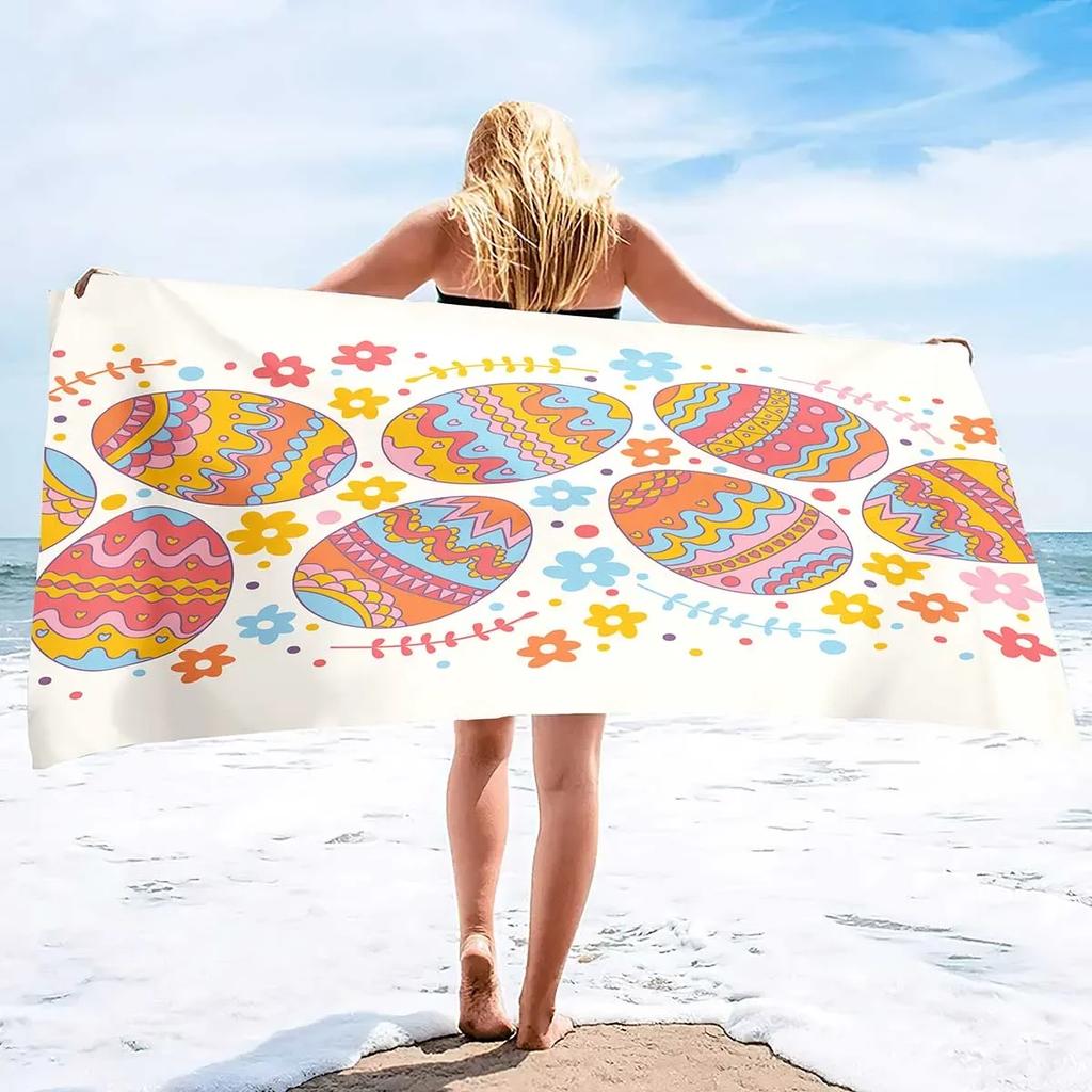 Ostereier Mikrofaser Schnelltrocknendes Strandtuch, Großes Weiches Badetuch, Super Saugfähige Sandfeste Schwimmdecke Reise Strandtuch