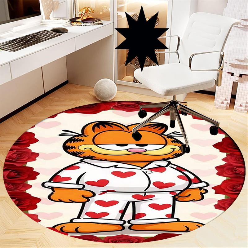 Garfield Printed Round Rug Carpet Chair Rug Area Rug Entryway Doormats,for Office Chair Living Room Bedroom Kitchen Room.
