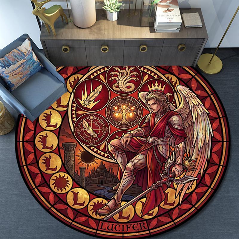 Symbols Glass Round Area Rug Under Office Chairs Bedroom Living Room Home Decor
