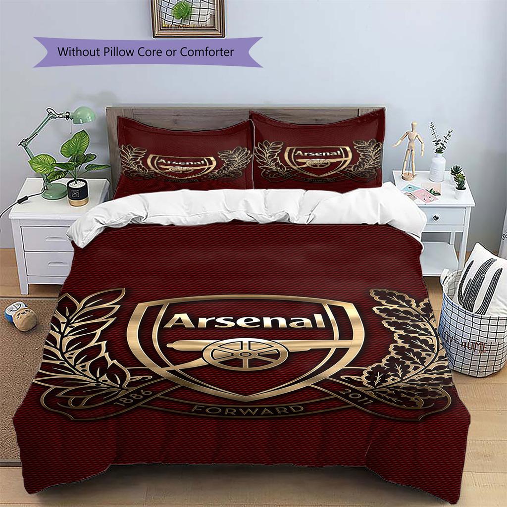 Arsenal F Pattern Bedding,Quilt Set Quilt Cover Pillowcase Home Birthday Gift(1 * Duvet Cover + 2 * Pillowcase, Without Core)