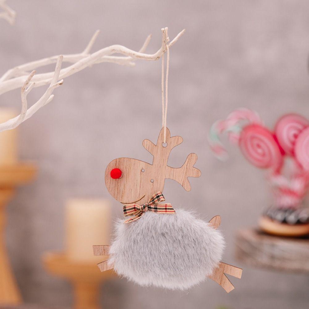 4pcs Handmade Christmas Tree Plush Deer Decor Cute Reindeer Xmas Tree Pendants  Children Gifts