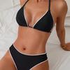 Solid Color Lace Triangle Cup Lace Sexy Bikini Split Swimsuit Women