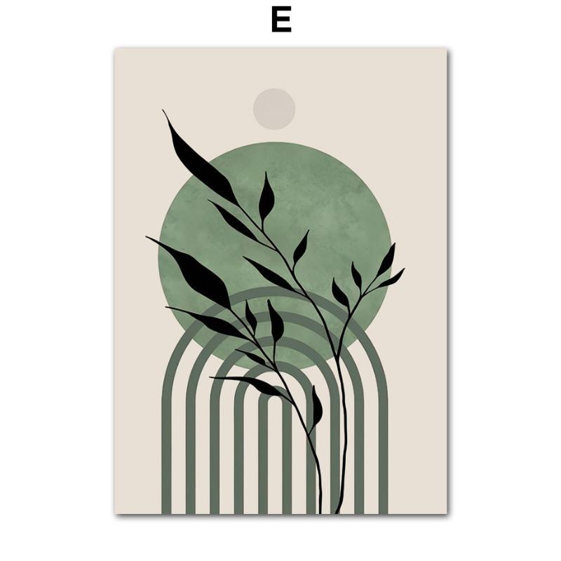 Bohemian Abstract Art Line Girl Sun Rainbow Leaves Posters and Prints Wall Art Canvas Painting Picture Bedroom Living Room Decor