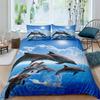 3D Cute Dolphin Duvet Cover Sets Blue Sea Quilt Covers Comforter Case Set Bed Set Queen Size Drop Ship Animal Bedding Set