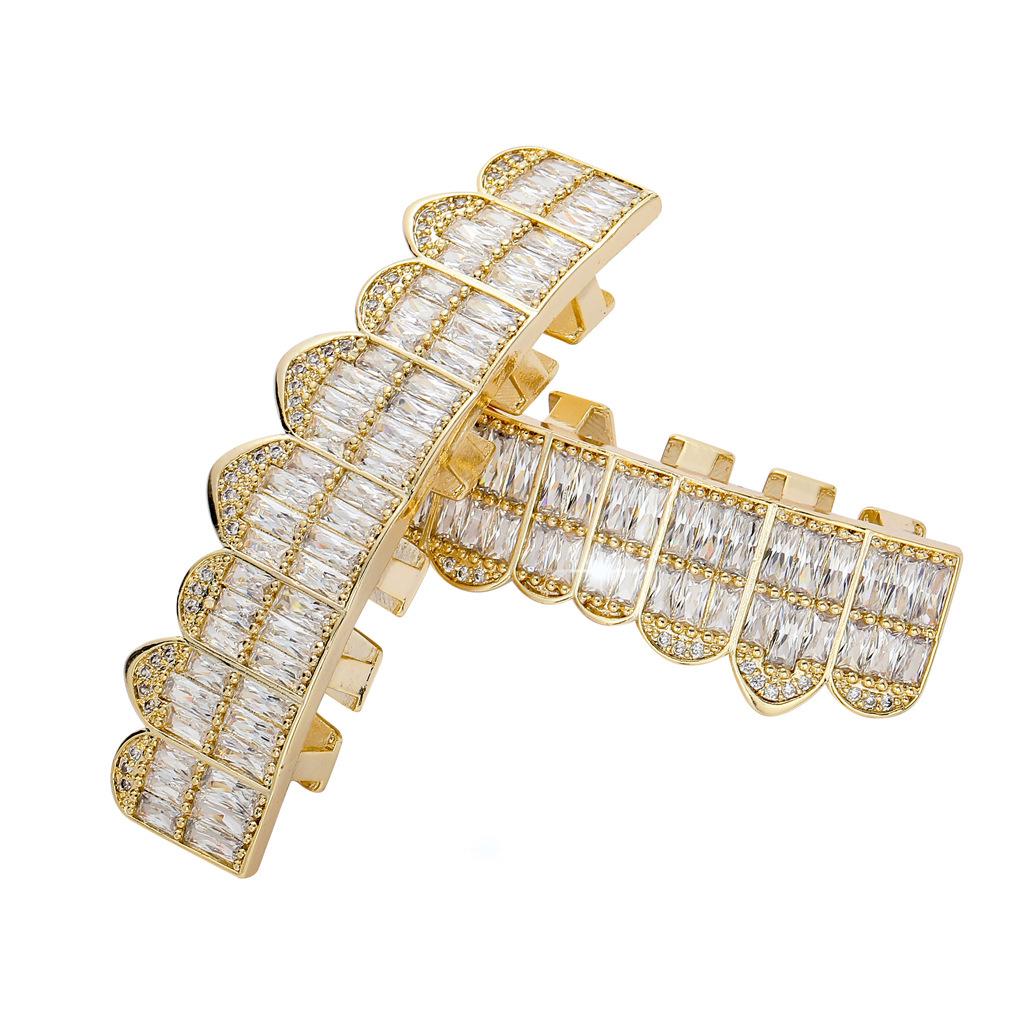 Super Sparkly Zirconia Hip Hop Grillz: Exaggerated High-End Tooth Jewelry for Men