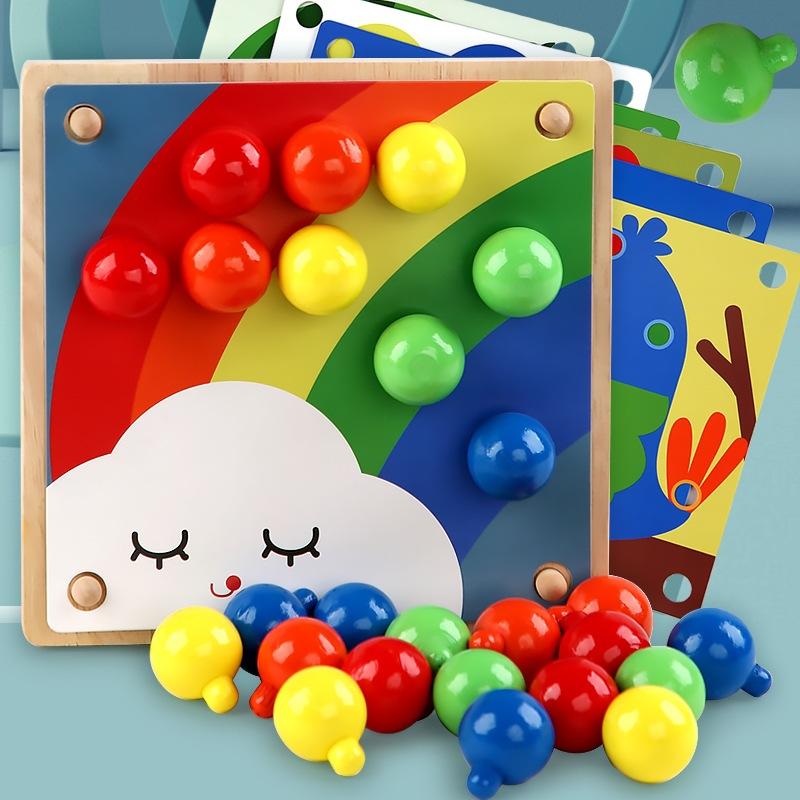 Wooden Early Education Bunny Day And Night Color Toy Car Children'S Educational Creative Splicing Building Block Baby