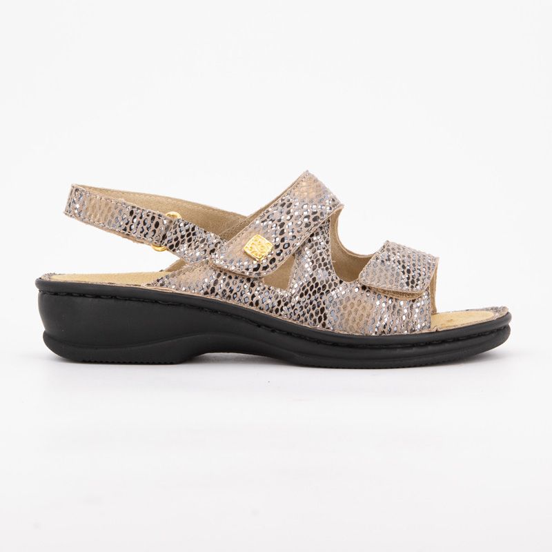 Sandales à scratch beige nevia sandal motif croco Femme SCHOLL
