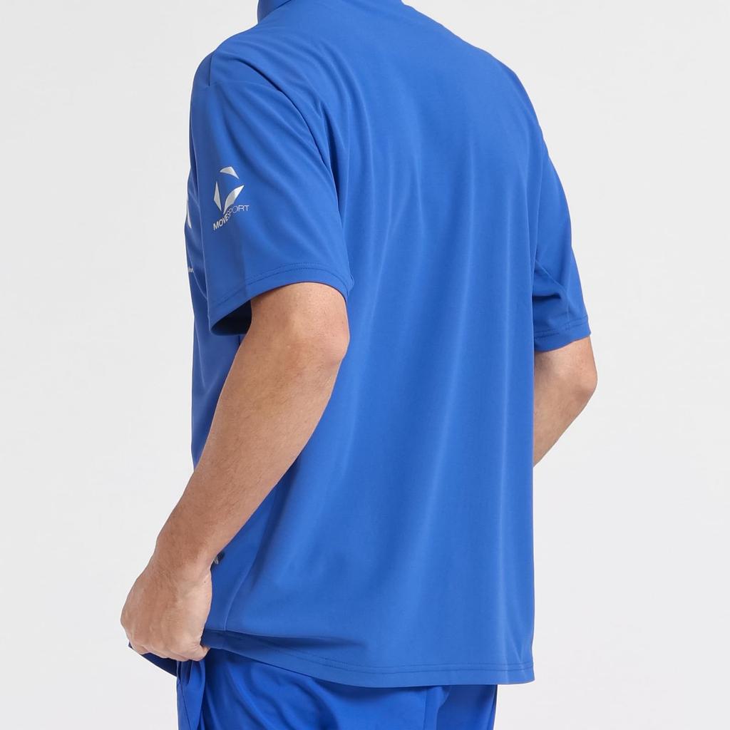 Move Sports Descente SUNSCREEN Mini Pique Short Sleeve Polo Shirt with Cooling and UV Protection Men's Function, Sweat-Wicking, Quick-Drying, Stretch,