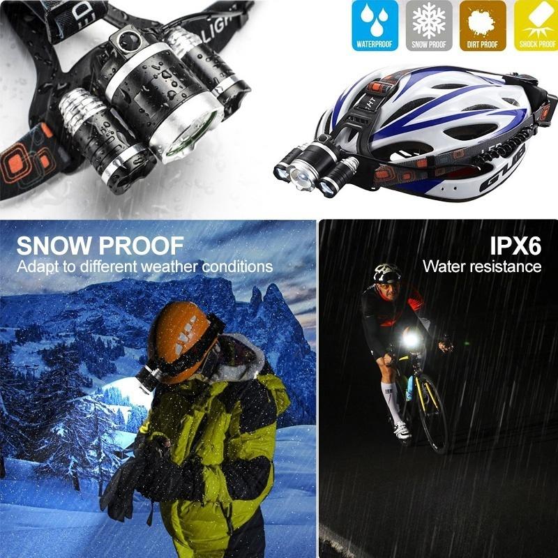 New Upgraded Super Bright LED Headlamp Headlight Battery Powered Helmet Light,Charging Equipment and Batteries Included Best Headlight