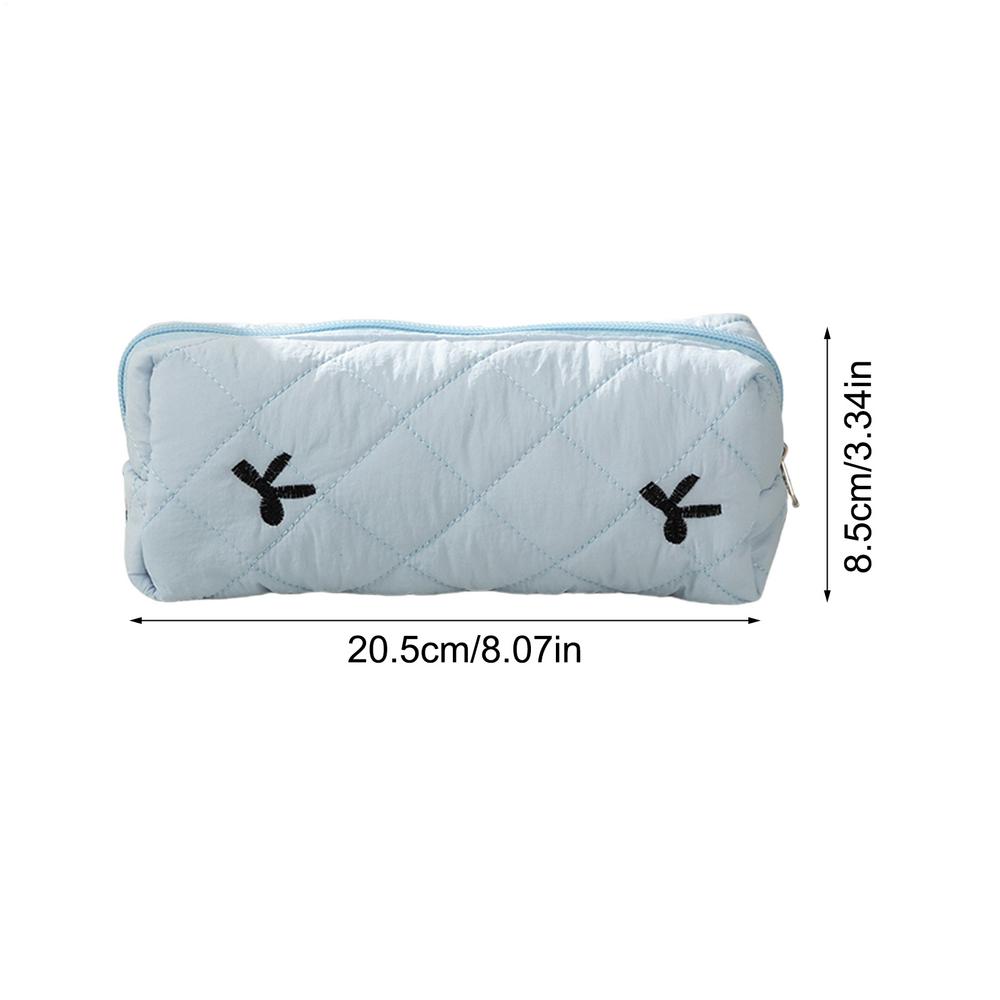 1pcs Large Capacity Bow Pencil Case School Supplies Pencil Pouch Stationery Box Zipper Closure Bag School Desktop Containers