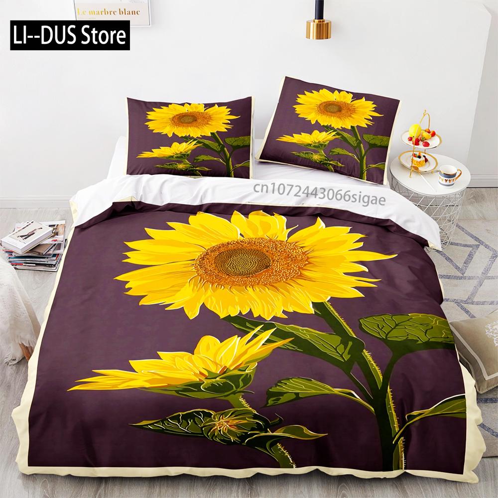 Sun flower Bedding Set Single Twin Full Queen King Size sunflower Bed Set Aldult Kid Bedroom Duvetcover Sets 3D Print 035
