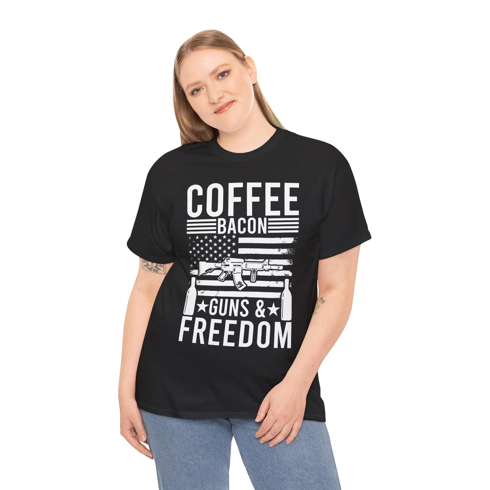 Coffee Brings Happiness T-Shirt | COFFEE BACON GUNS AND FREEDOM L
