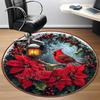 1pc Christmas Cardinal Poinsettia Chair Carpet for Office, Round Non Slip Durable Large Size Office Carpet, Suitable for Office