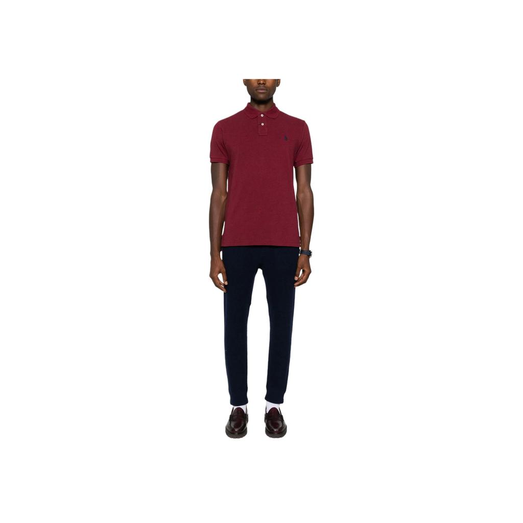 Polo Ralph Lauren Solid Color Pony Embroidered Short Sleeve Polo Shirt Men tops Burgundy 710680784-400