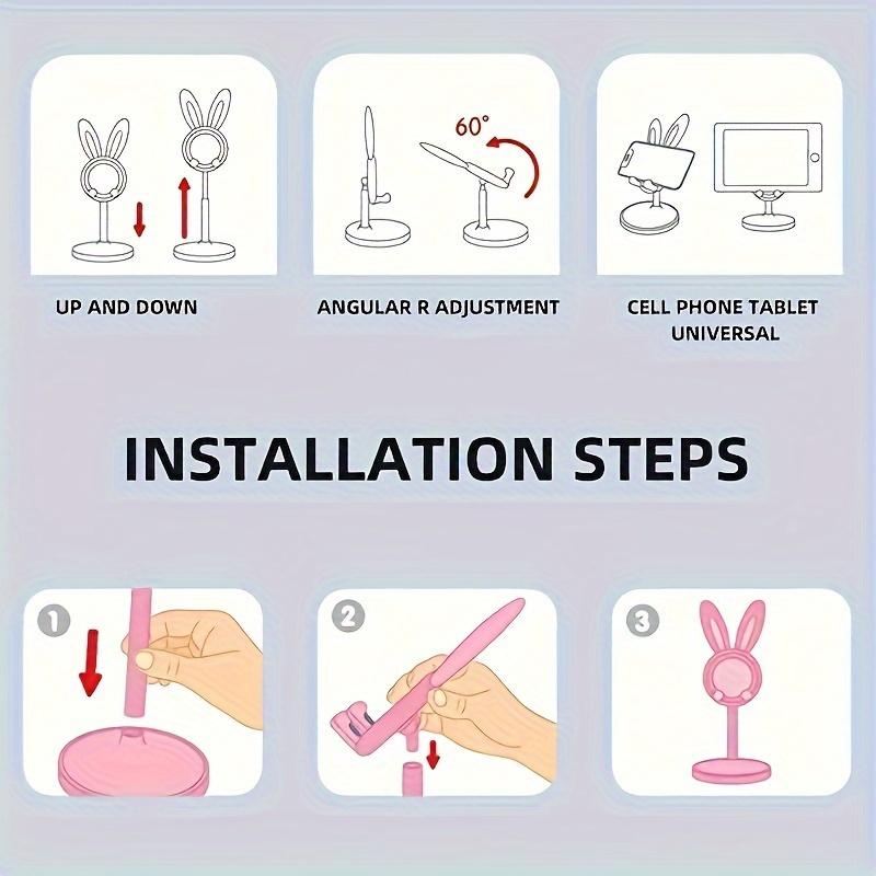 1/2pcs Adjustable Bunny Ear Phone Stand Cute Rabbit Universal Tablet Holder Desktop Retractable Organizer for Home Office Decor