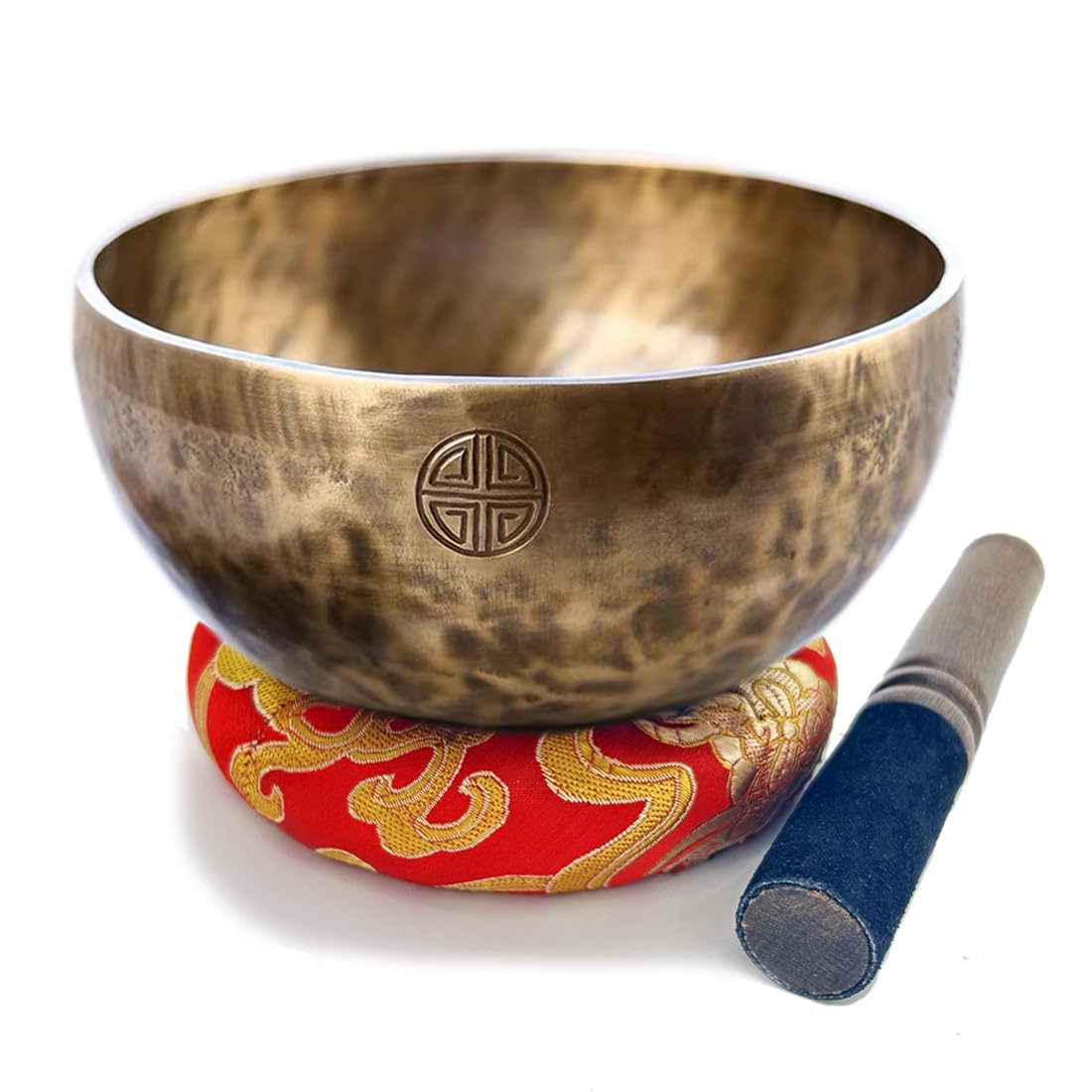 

Поющая чаша NGELOM, Чаша полной луны, Обертон, Диаметр 13 см, Ручная работа в Непале, 7 металлов, В комплекте палочка и подушка, Очищение чакр,