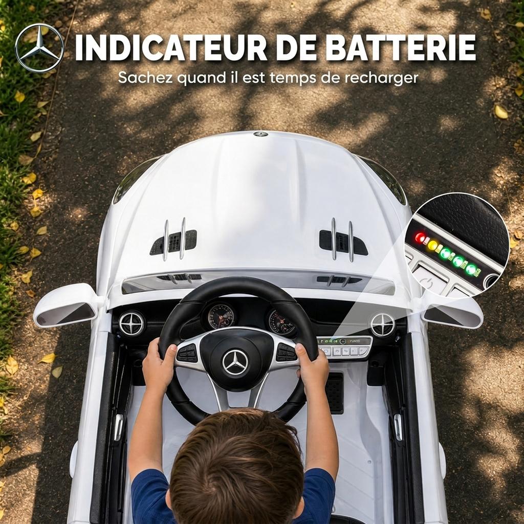 Electric Ride-On Car, 12V, Mercedes-Benz SL500, 3-5 km/h, 2 Motors, Remote, Ages 3-5, White