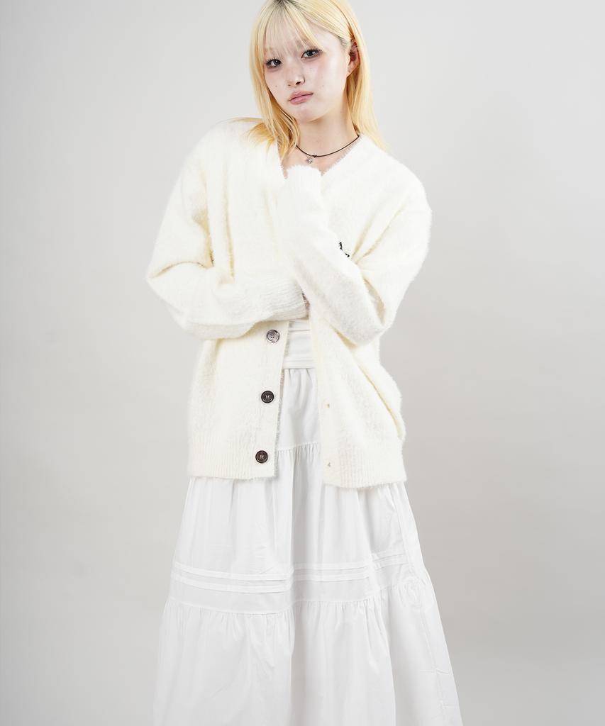 Starry Eyed Cotton Pintuck Long Tiered Skirt (White)