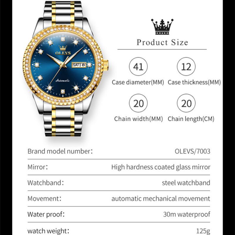 OLEVS Men's Watch Diamond Dial Business Luminous Mechanical Watch High-end Watch