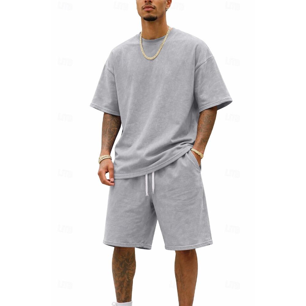 Men's T-shirt set, sports suit, shorts T-shirt set, casual two-piece set, daily wear