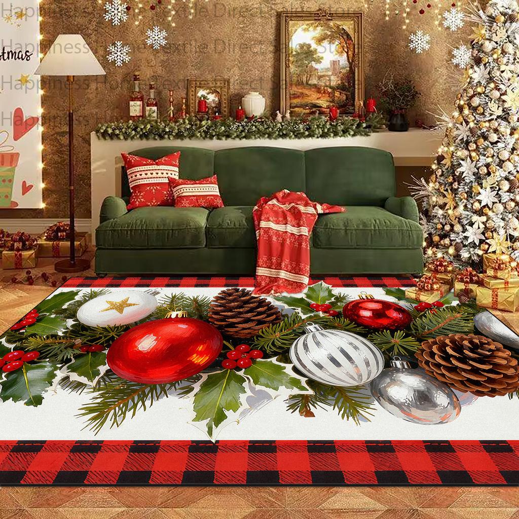 Modern Christmas Xmas Tree Print Living Room Decoration Carpet Non-slip Washable Bedside Mat Soft Easy Clean Restaurant Carpets
