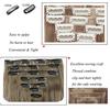 22'' synthetische lange gewellte Haarverlängerung, 7 Stück/Set, 16 Clips in Haarverlängerungen, Clips aus Hochtemperaturfaser