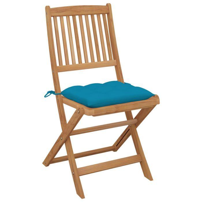 VidaXL Chaises pliables de jardin 4 pcs avec coussins Bois d'acacia