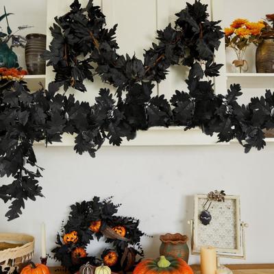 8FT Halloweenská umělá chryzantémová listová girlanda odolná proti UV záření podzimní vánoční Den díkůvzdání sklizeň