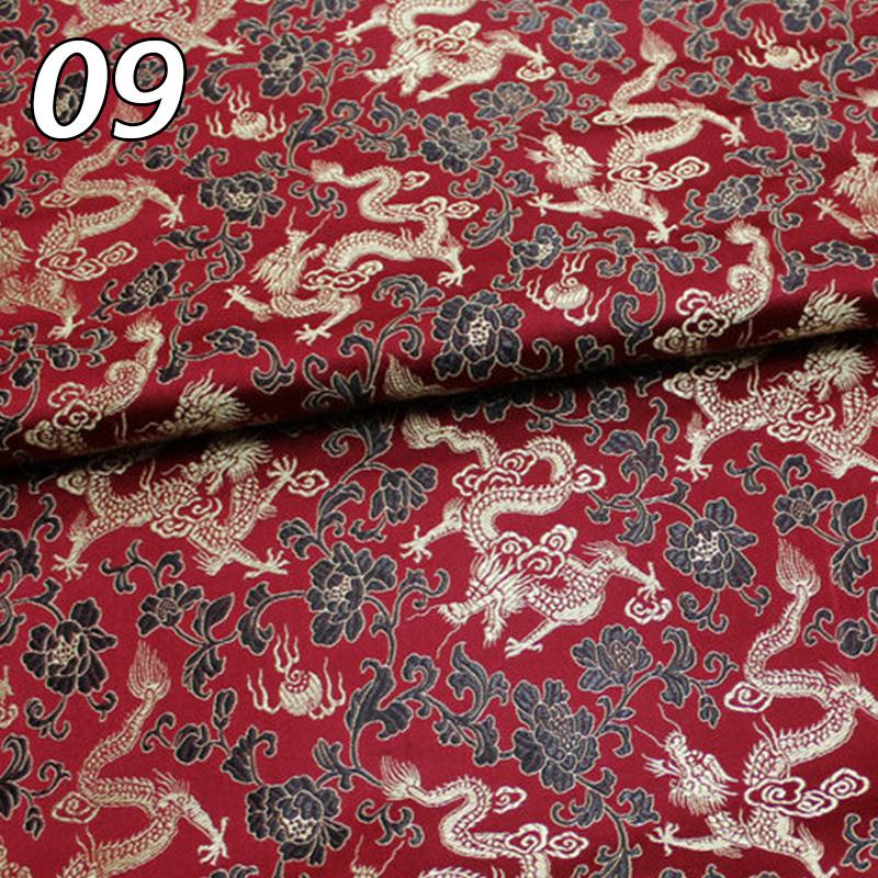 Chinese Traditional Embroidered Silk Brocade Dragon Pattern Fabric Tang Suit Hanfu Cheongsam Kid Wear Pillow Decoration Handmade