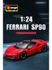 Bimego Ferrari SF90 1:24 Alloy Sports Car Model for Boys - Toy Collection Ornament.