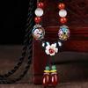 GEMCHIC Women's Ethnic Style Glass Flower Collarbone Necklace Handmade Braided Rope Choker Vintage Beaded Pendant Jewelry
