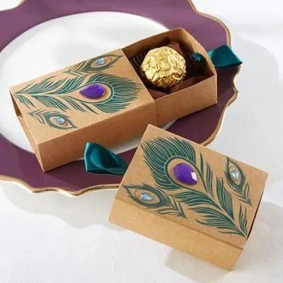 50 Pcs Diamond Peacock Candy Box Wedding Candy Boxes Wedding Favor Gift Box 7.5x5x3 Cm 7.5X5X3cm