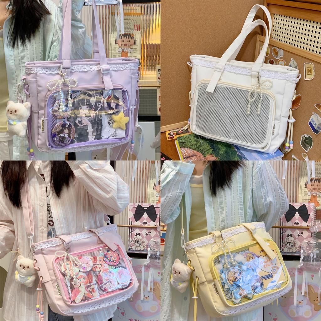 Sweet Transparent Tote Bag With Polyester Material For Daily Use