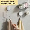 Retractable Wire Rope Towel Clip With Suction Cup Strong Adhesive Towel Hangers For Bathroom Kitchen And Travel Use