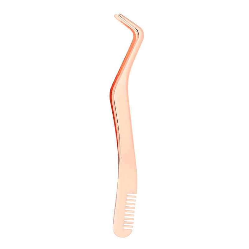 In-Stock Stainless Steel Eyelash Tweezers with Comb - New Model for Applying False Eyelashes