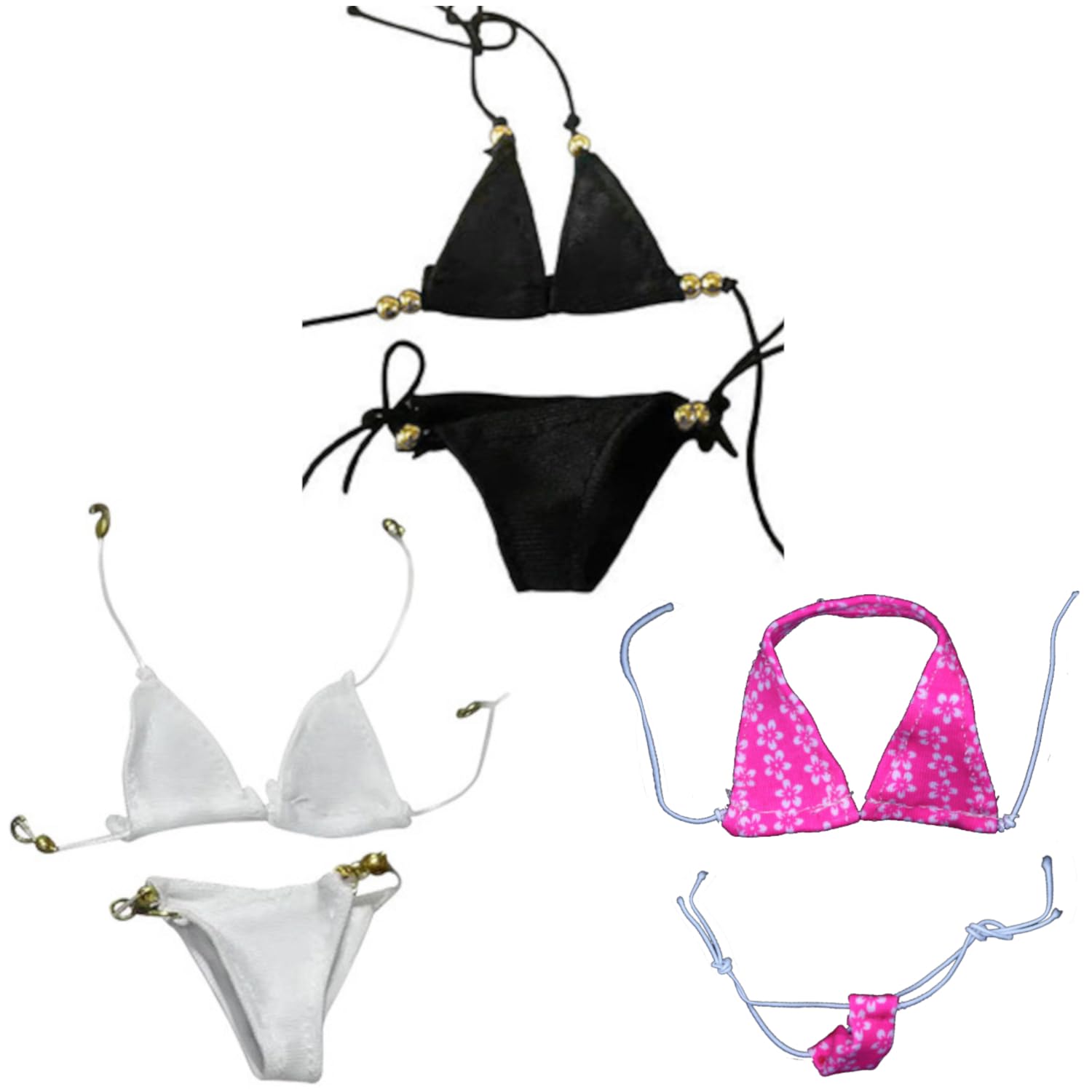 [OLYOLY] 16 (30cm) Doll Triangle Bikini Swimsuit, Doll Clothes, Underwear, Dress-Up Doll, Cute Miniature Doll Outfit, Figure, Kids, Girl, Pink (03,