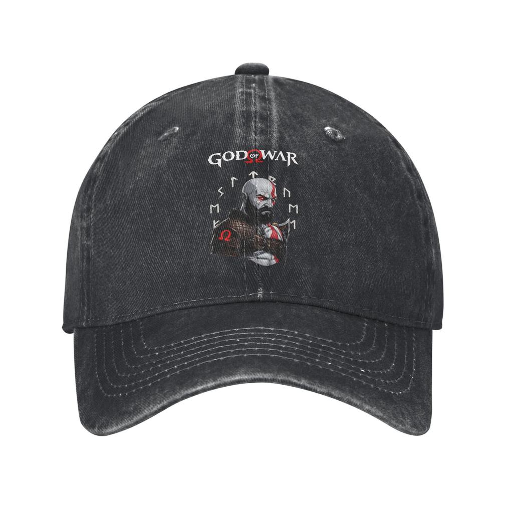 Kratos Warrior God of War Baseball Cap Casual Distressed Denim Sun Cap for Men Women Outdoor Activities Adjustable Caps Hat