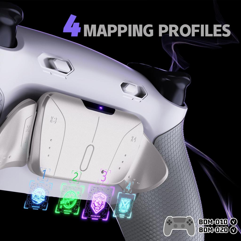 EXtremeRate RISE4 MAX RMB Back Paddle Kit Kompatibel mit PS5 Controller mit Clicky Trigger Stop Rubber Remappable Real Metal Back Paddle Kit für