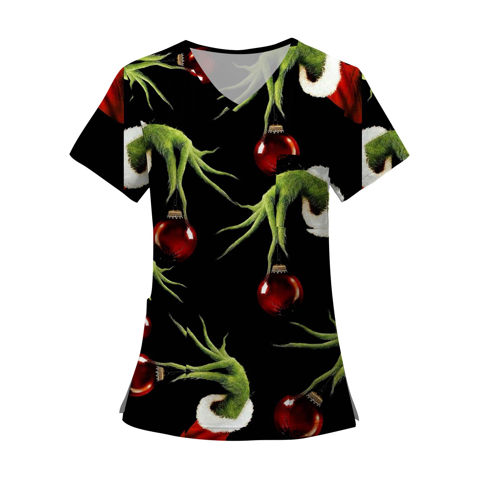 

Женские модные топы с короткими рукавами и V-образным вырезом с принтом, рабочие футболки с карманами XXL