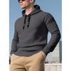 Mens Waffle Knit Hooded Sweatshirt Casual Loose Pullover Long Sleeve