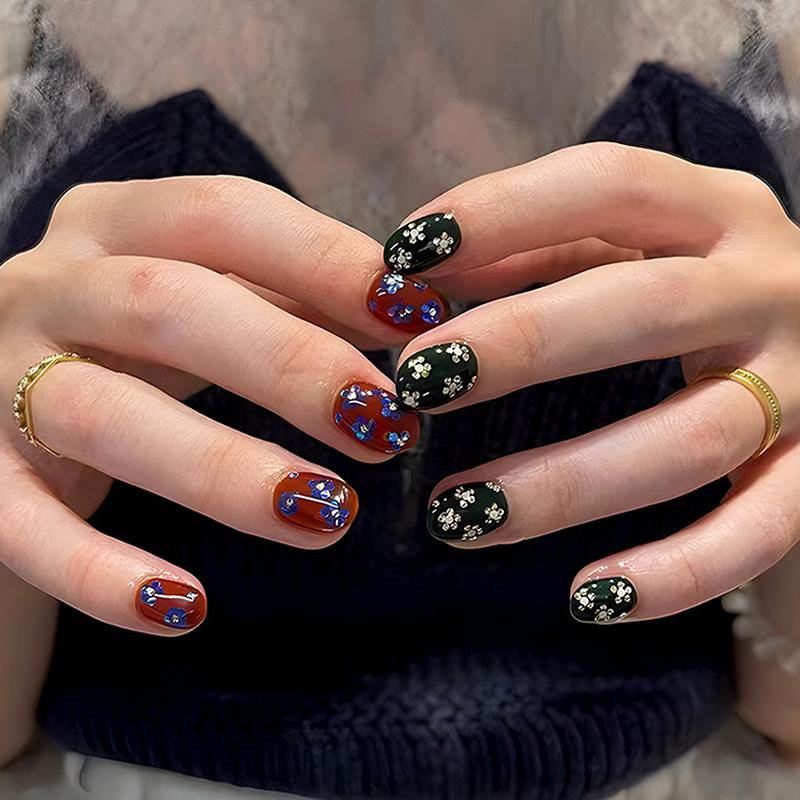 24/30Pcs Medium Fake Nail Set With Jelly Glue Gradient French Press On False Nail Elegantstyle Nails Full Cover Wearing False