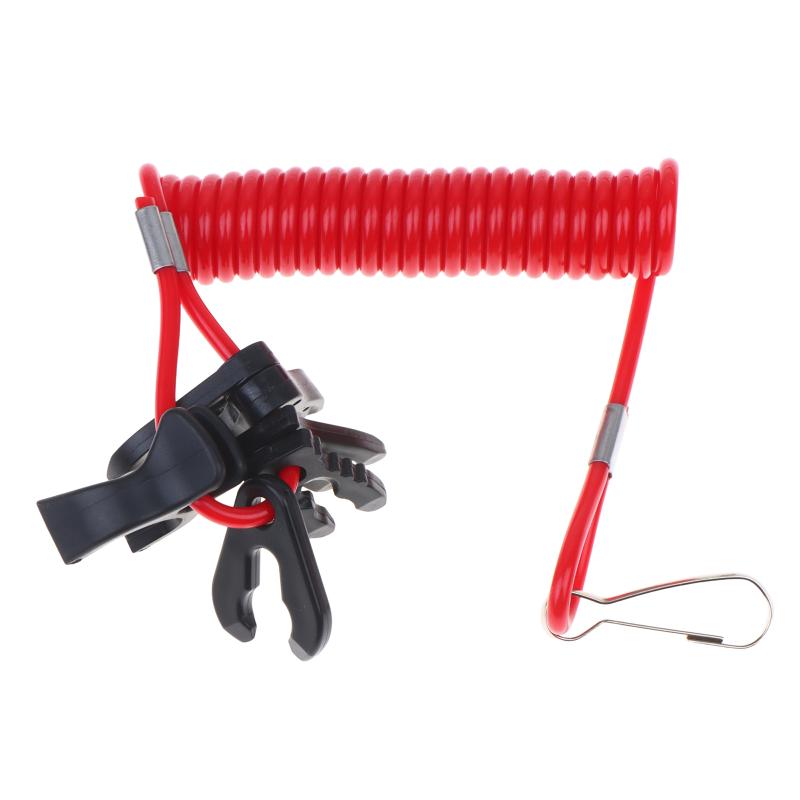 Stretchable 160cm Red Safety Lanyard Universal Kill Stop Switch with 6 Keys for Outboard Motor Boating Water Sports