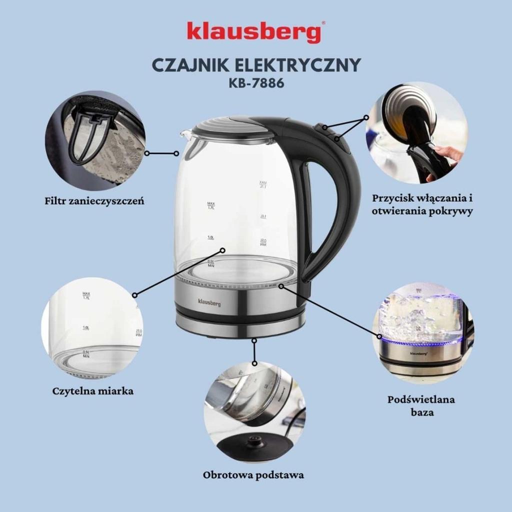 Glas-Wasserkocher 1,7l Klausberg KB-7886 LED