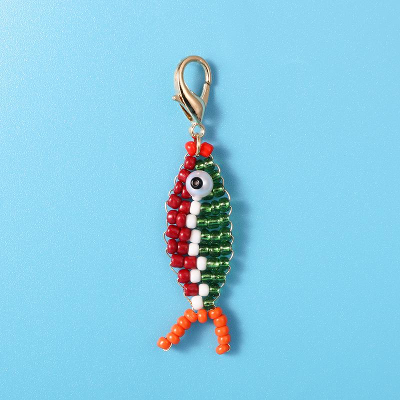 Cross-Border Fish Pendant: Handmade Beaded Dopamine Keychain Accessory