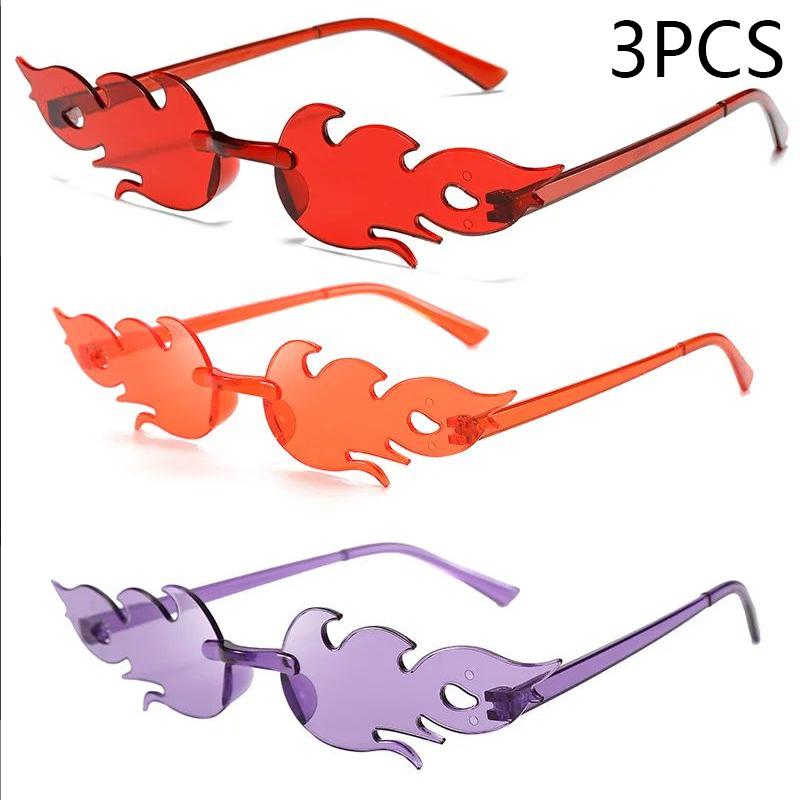 Flame Sunglasses Rimless Colorful Ball Party Candy Hip-hop Fruit One-piece Glasses Stylish Unique Fashion
