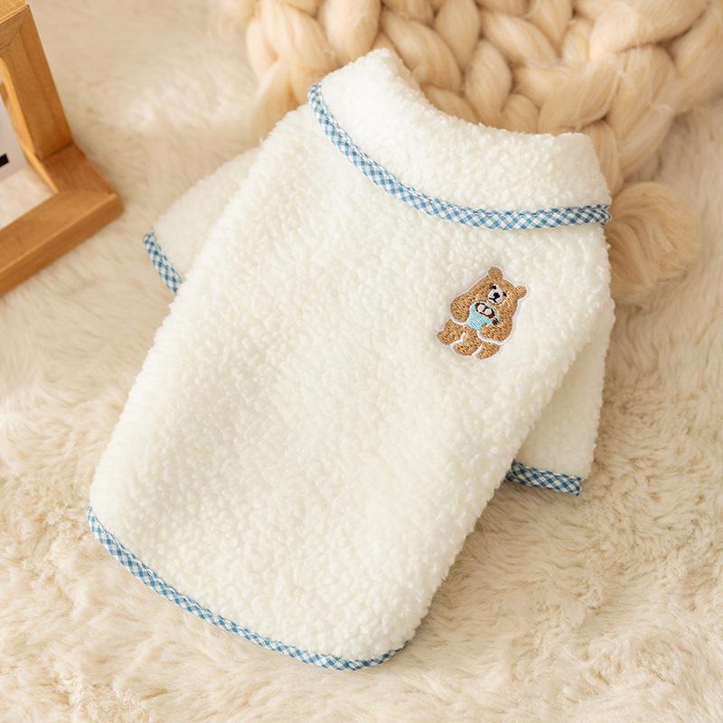 

Милая одежда для питомцев, кардиган из теплого флиса с нашивкой в виде медведя, флисовое пальто на две лапы, осенне-зимняя одежда для щенков M (recommended weight 5-4kg)