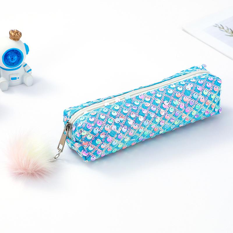 1Pc Beautiful Shiny Sequin Pencil Case for Office Stationery Storage Bag Desk Organizer Pen Pouch Cute School Supplies Portable
